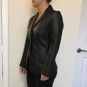Womens Black leather blazer jacket size S
